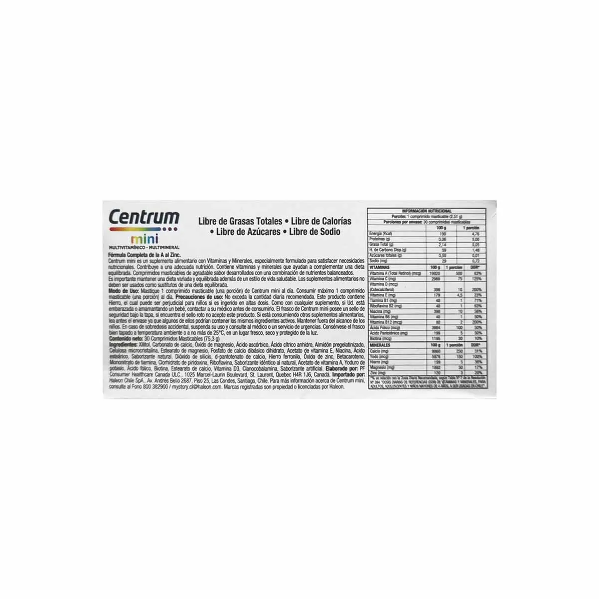 Centrum Mini Multivitamínico Multimineral 30 Frambuesa Limón - Imagen 2