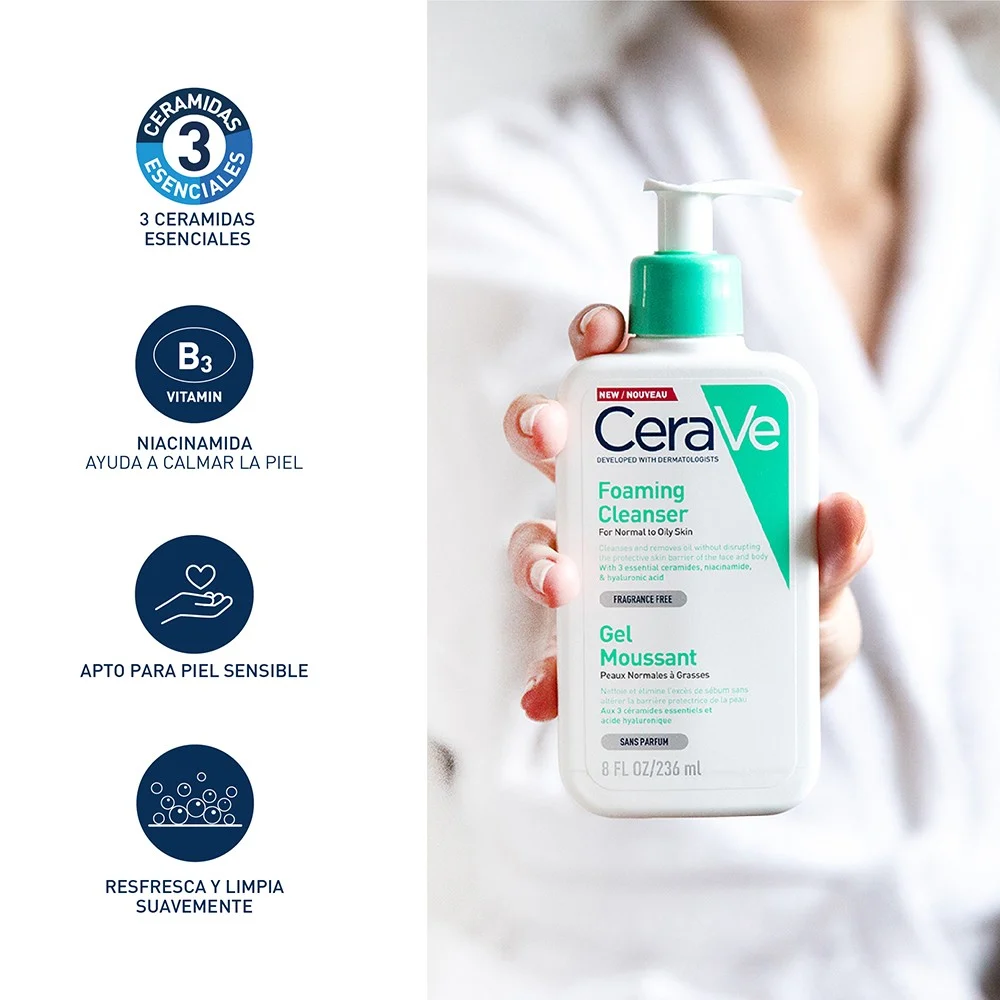 CeraVe Gel Limpiador Espumoso Piel Normal a Grasa 473 ml - Imagen 5